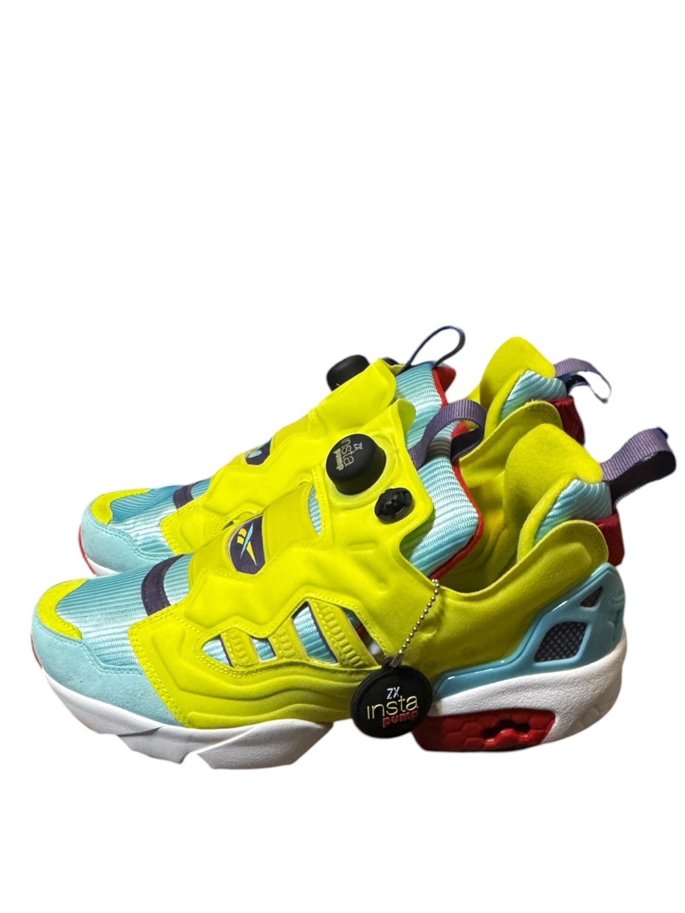 Reebok x adidas ZX Fury Instapump Neon Yellow & Aqua Sneakers Mens Size 9.5 NWT